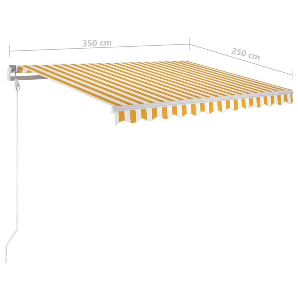 Toldo autom. c/ LED e sensor de vento 350x250 cm amarelo/branco