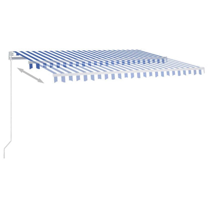 Toldo retrátil manual com LED 400x300 cm azul e branco