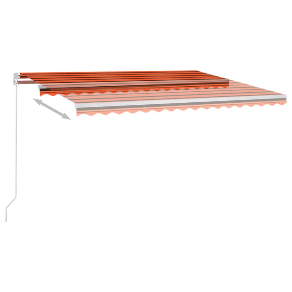 Toldo retrátil manual com LED 400x300 cm laranja e castanho