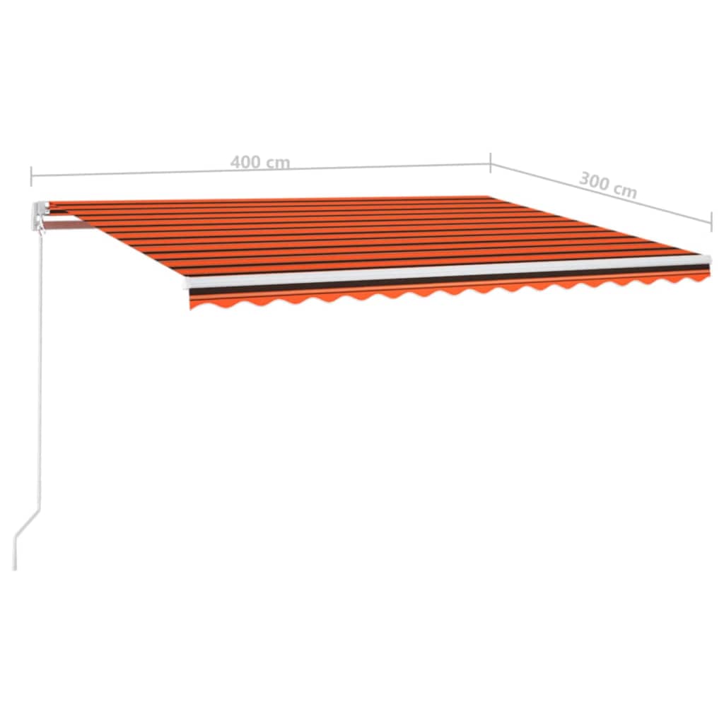 Toldo retrátil manual com LED 400x300 cm laranja e castanho