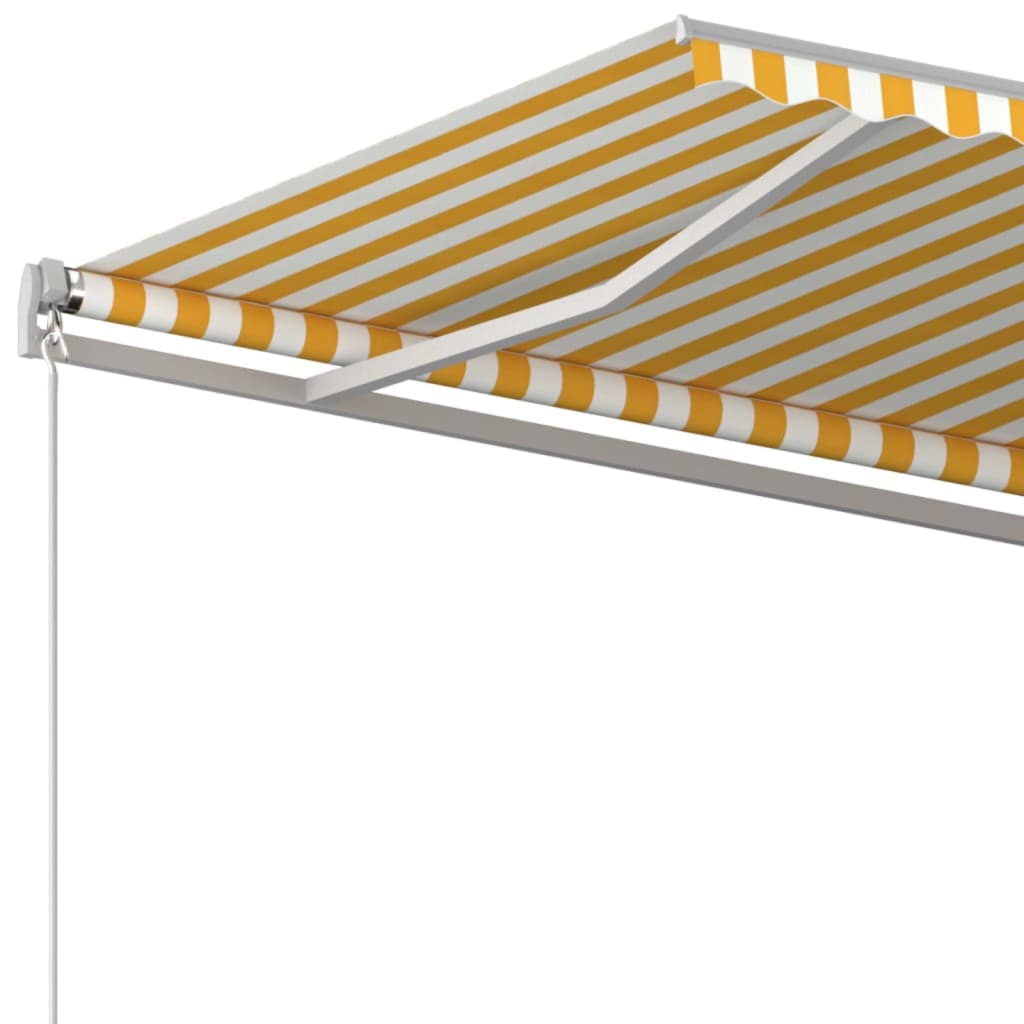 Toldo retrátil manual 450x300 cm amarelo e branco