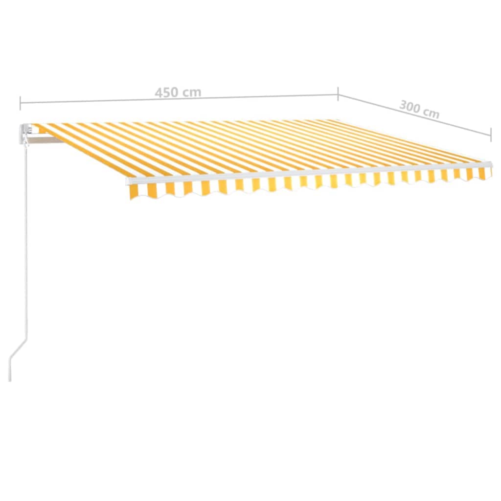 Toldo retrátil manual 450x300 cm amarelo e branco