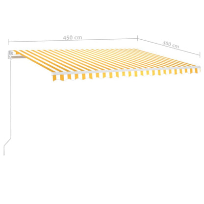 Toldo retrátil manual 450x300 cm amarelo e branco