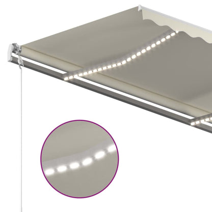 Toldo retrátil manual com LED 450x300 cm cor creme