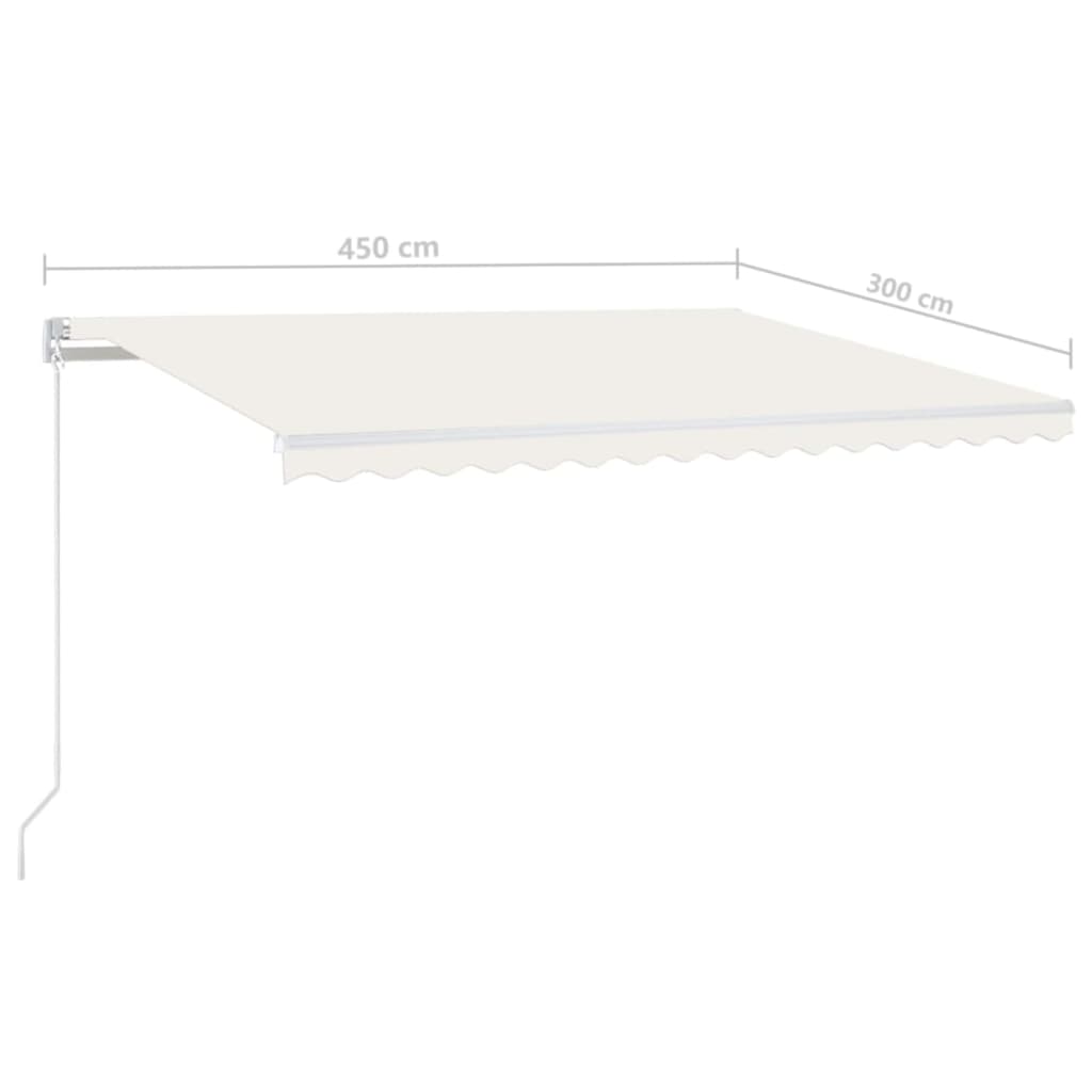 Toldo retrátil manual com LED 450x300 cm cor creme