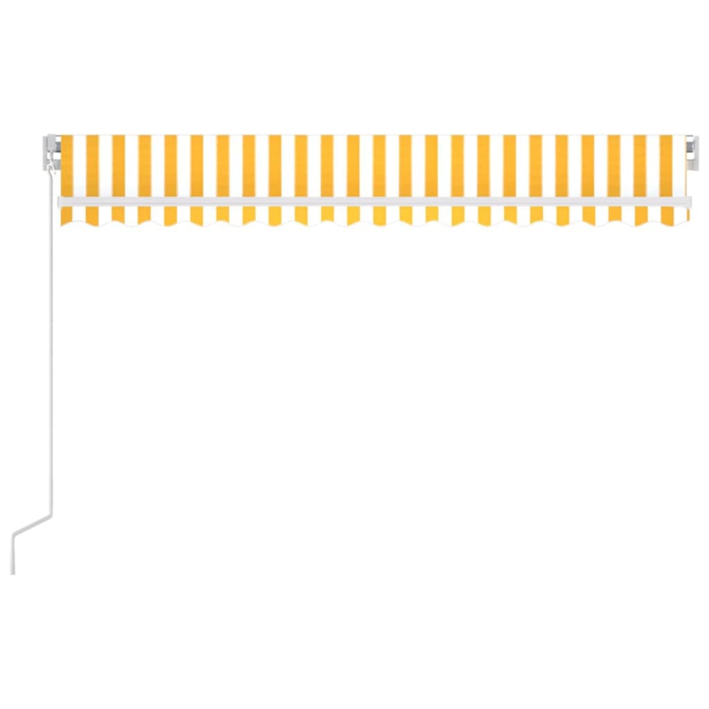 Toldo retrátil manual com LED 450x300 cm amarelo e branco