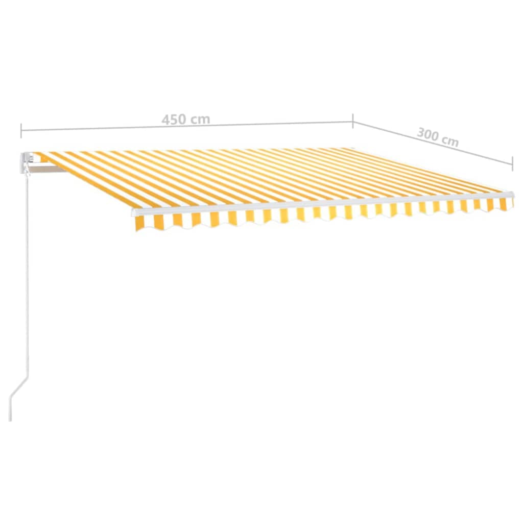 Toldo retrátil manual com LED 450x300 cm amarelo e branco