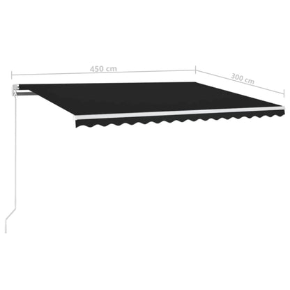 Toldo retrátil manual c/ LED 450x300 cm antracite