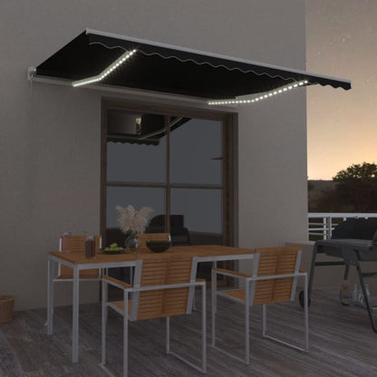 Toldo retrátil manual c/ LED 450x300 cm antracite