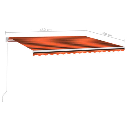 Toldo retrátil manual com LED 450x300 cm laranja e castanho