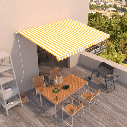 Toldo retrátil automático 450x300 cm amarelo e branco