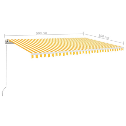 Toldo retrátil manual 500x300 cm amarelo e branco