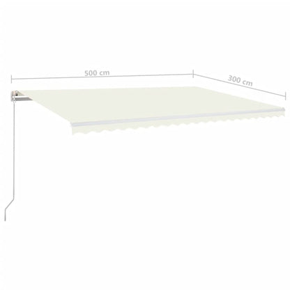 Toldo retrátil manual com LED 500x300 cm cor creme