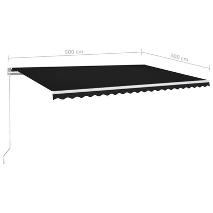 Toldo retrátil manual com LED 500x300 cm antracite