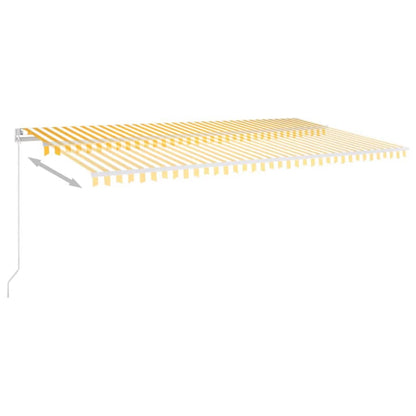 Toldo retrátil manual com LED 600x300 cm amarelo e branco