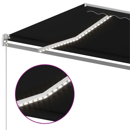 Toldo retrátil manual com LED 600x300 cm antracite