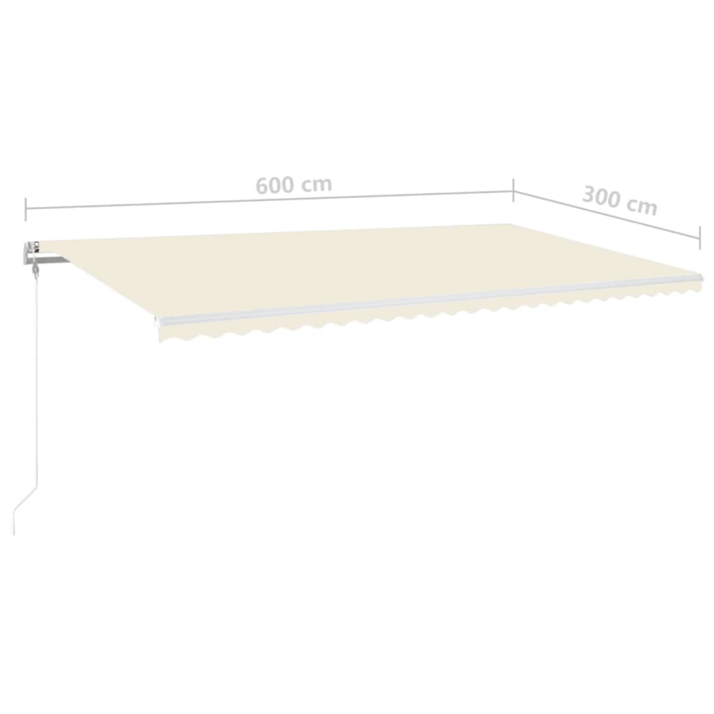 Toldo automático com LED e sensor de vento 600x300 cm cor creme