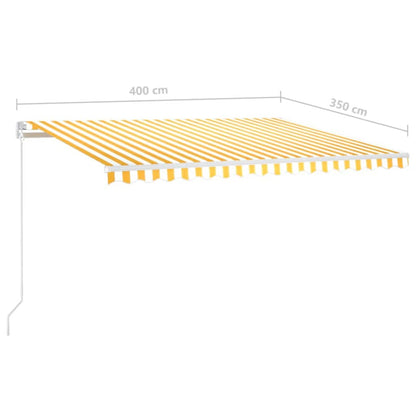 Toldo retrátil manual com LED 400x350 cm amarelo e branco