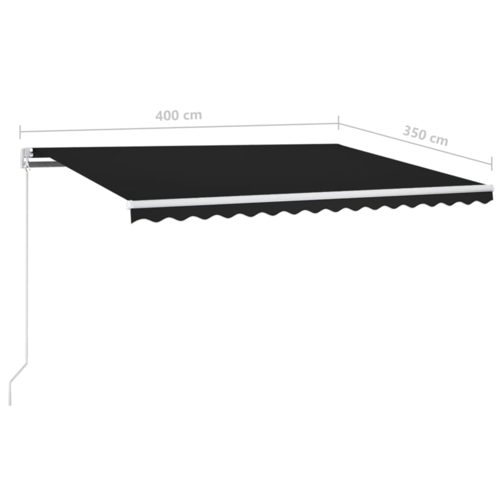 Toldo retrátil manual com LED 400x350 cm antracite