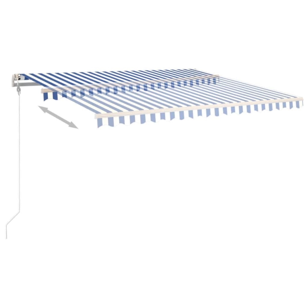 Toldo retrátil automático 400x350 cm azul e branco