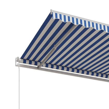 Toldo retrátil automático 400x350 cm azul e branco