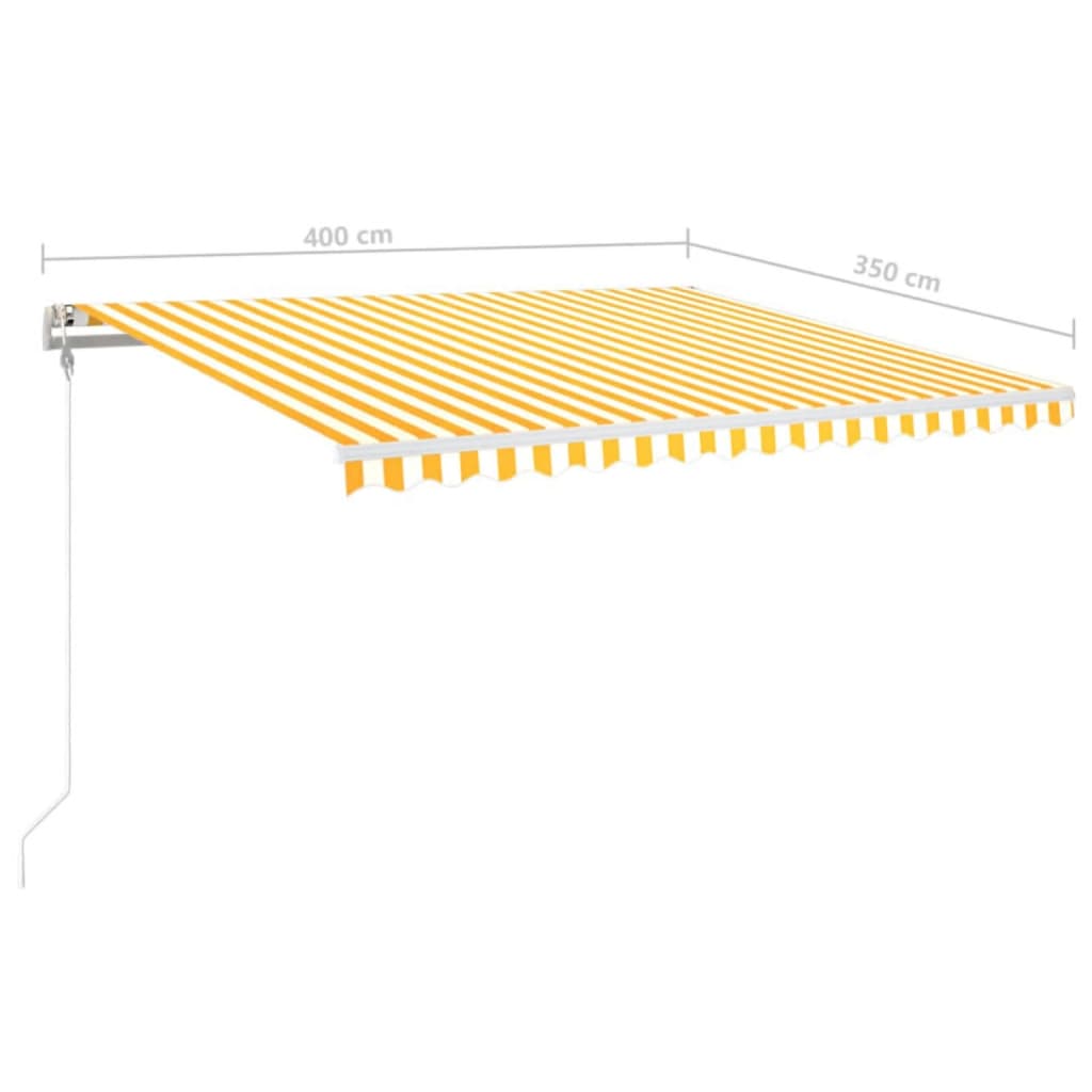 Toldo automático LED e sensor de vento 400x350cm amarelo/branco