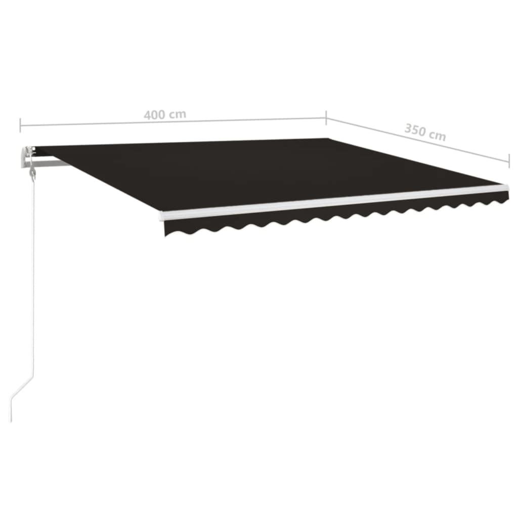 Toldo automático com LED e sensor de vento 400x350 cm antracite