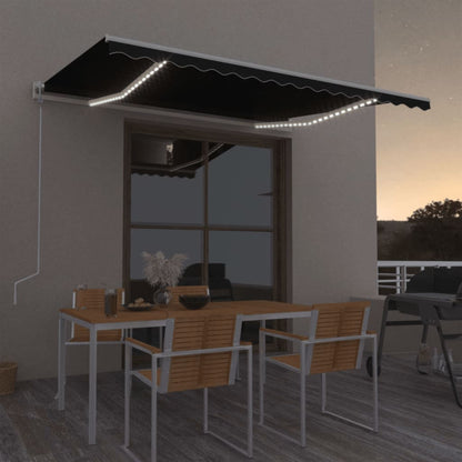 Toldo automático com LED e sensor de vento 400x350 cm antracite