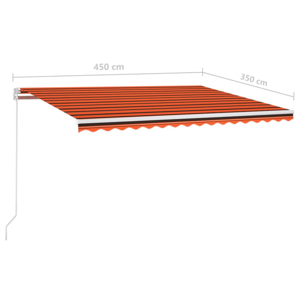 Toldo retrátil manual 450x350 cm laranja e castanho