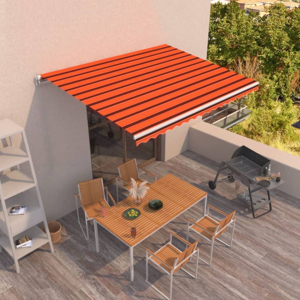 Toldo retrátil manual 450x350 cm laranja e castanho