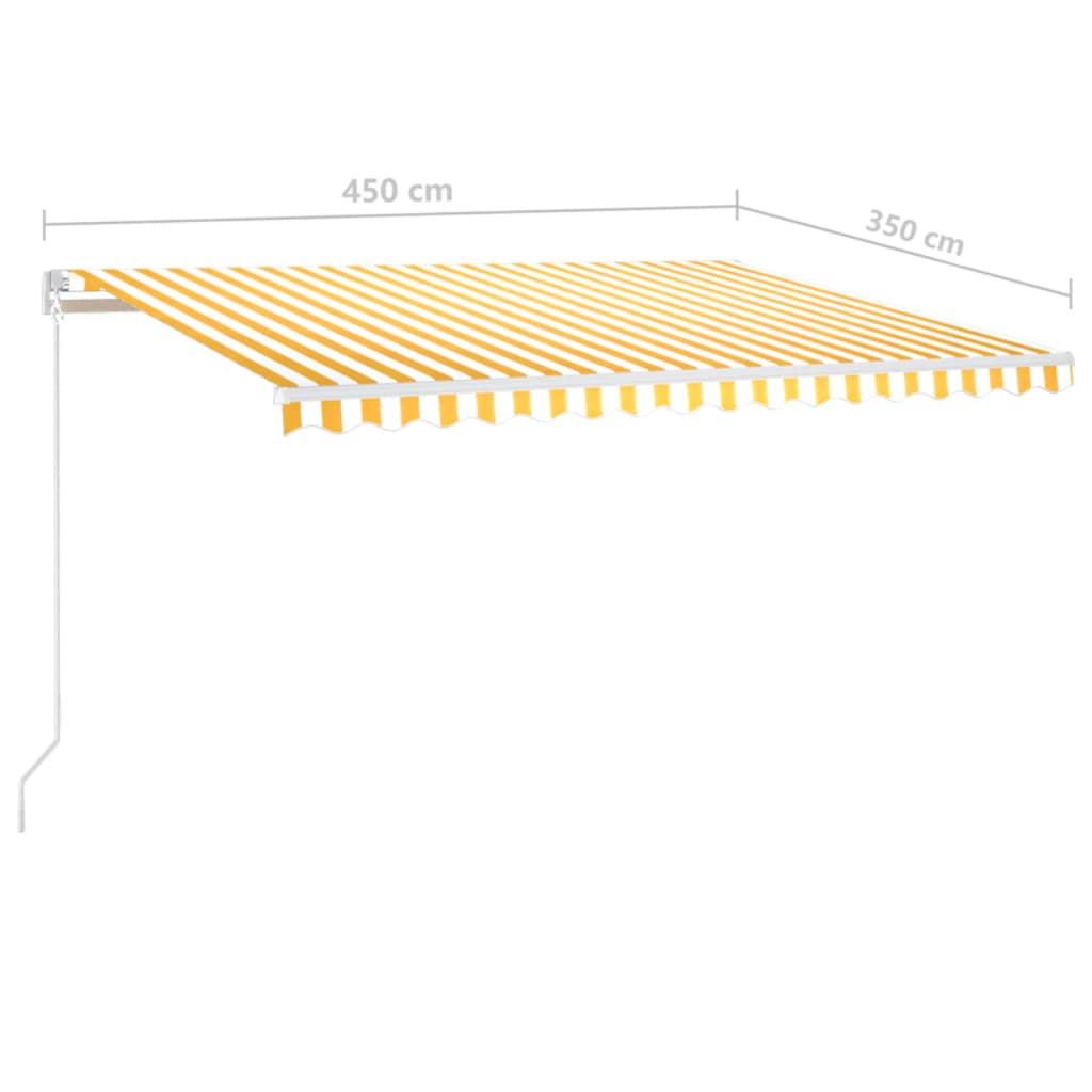 Toldo retrátil manual com LED 450x350 cm amarelo e branco