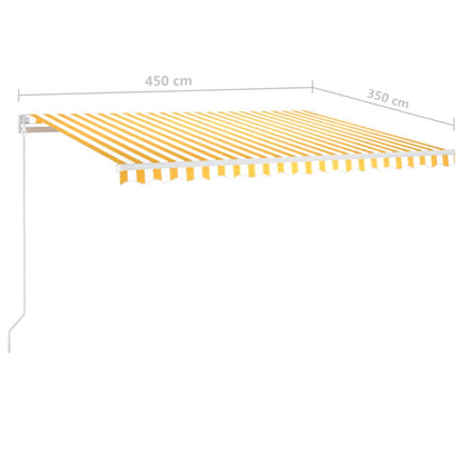 Toldo retrátil manual com LED 450x350 cm amarelo e branco