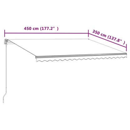 Toldo retrátil automático 450x350 cm laranja e castanho