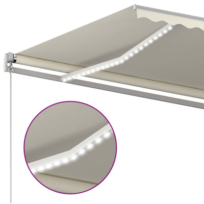 Toldo retrátil manual com LED 500x350 cm cor creme