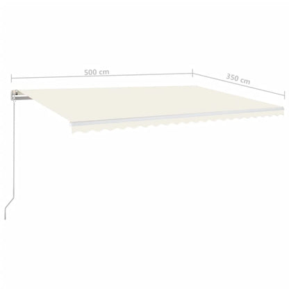 Toldo retrátil manual com LED 500x350 cm cor creme