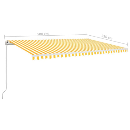 Toldo retrátil manual com LED 500x350 cm amarelo e branco