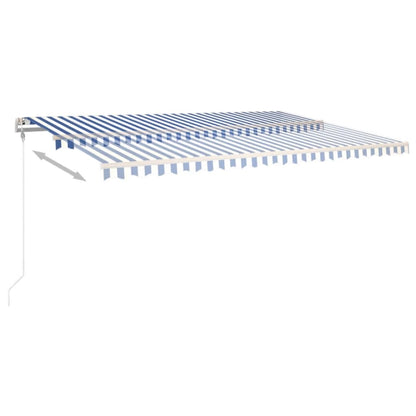 Toldo autom. com LED e sensor de vento 500x350 cm azul/branco