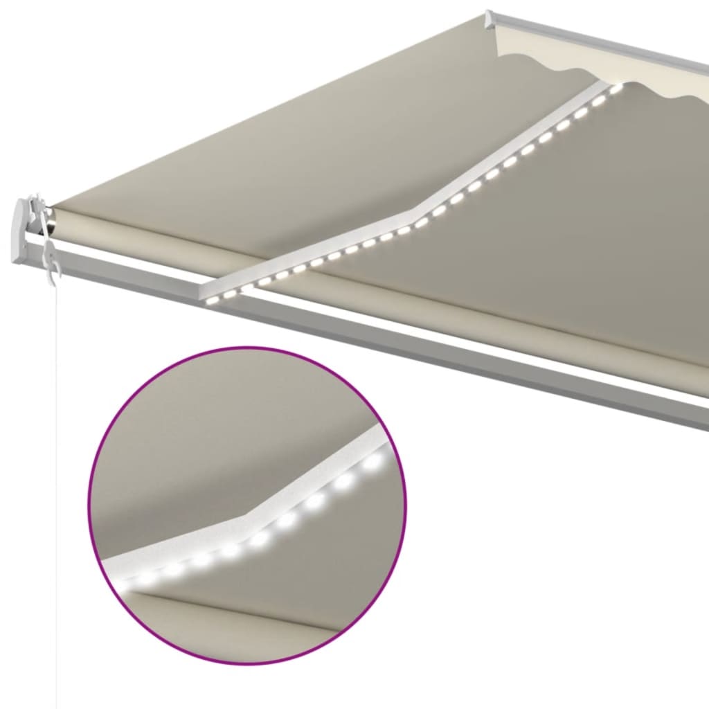 Toldo automático com LED e sensor de vento 500x350 cm cor creme