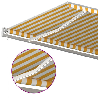 Toldo autom. LED e sensor de vento 500x350 cm amarelo/branco