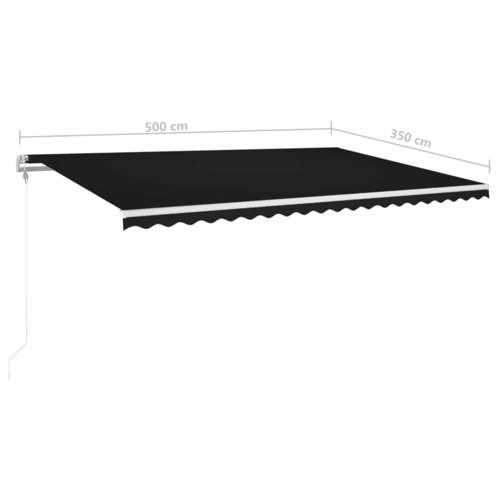 Toldo automático com LED e sensor de vento 500x350 cm antracite