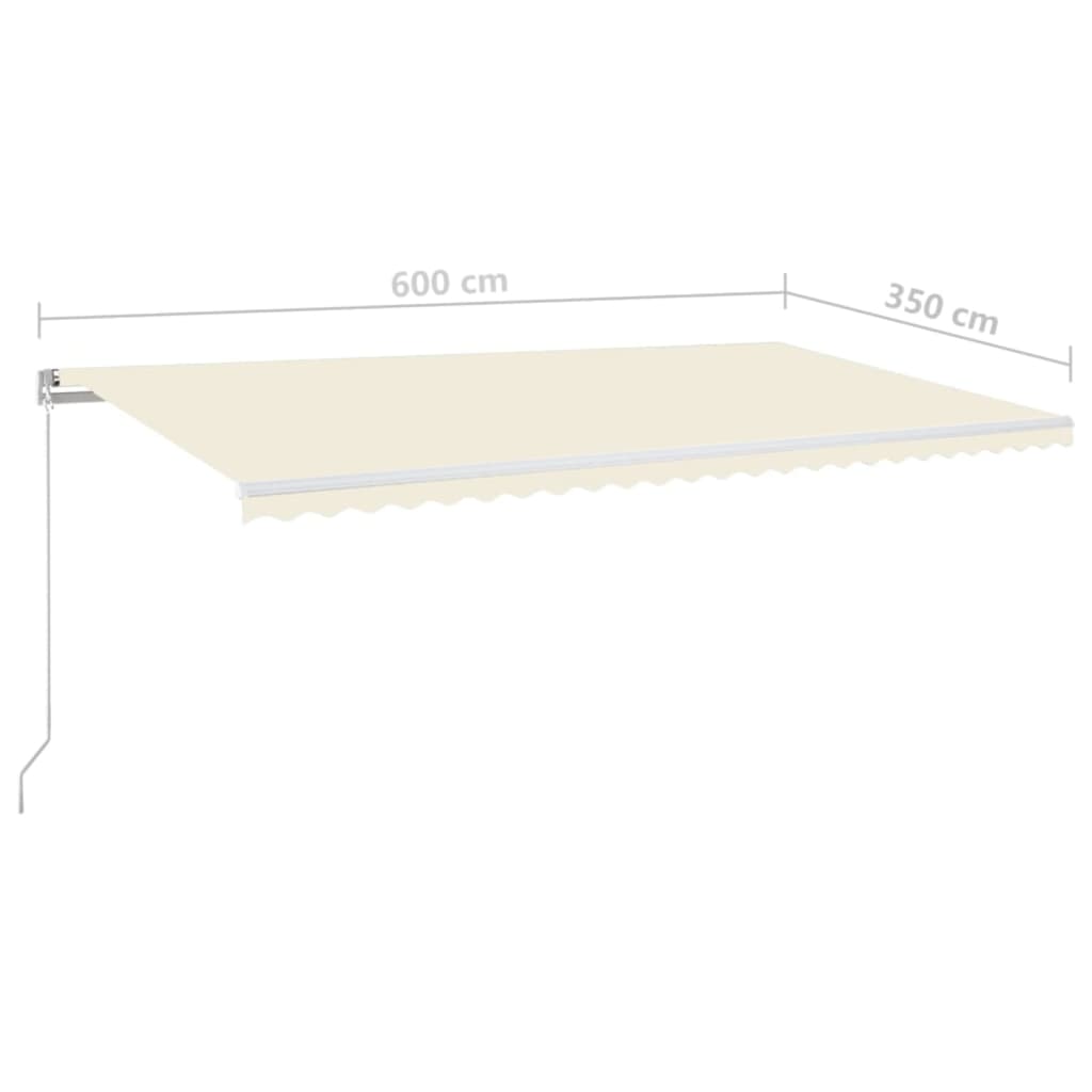 Toldo retrátil manual com LED 600x350 cm cor creme