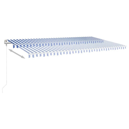 Toldo autom. c/ LED e sensor de vento 600x350 cm azul/branco