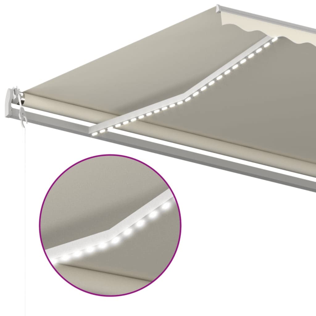 Toldo automático com LED e sensor de vento 600x350 cm creme