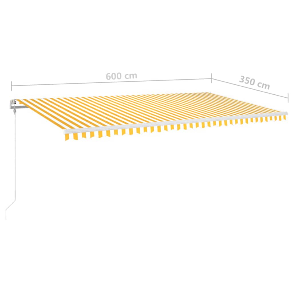 Toldo autom. LED e sensor de vento 600x350 cm amarelo/branco