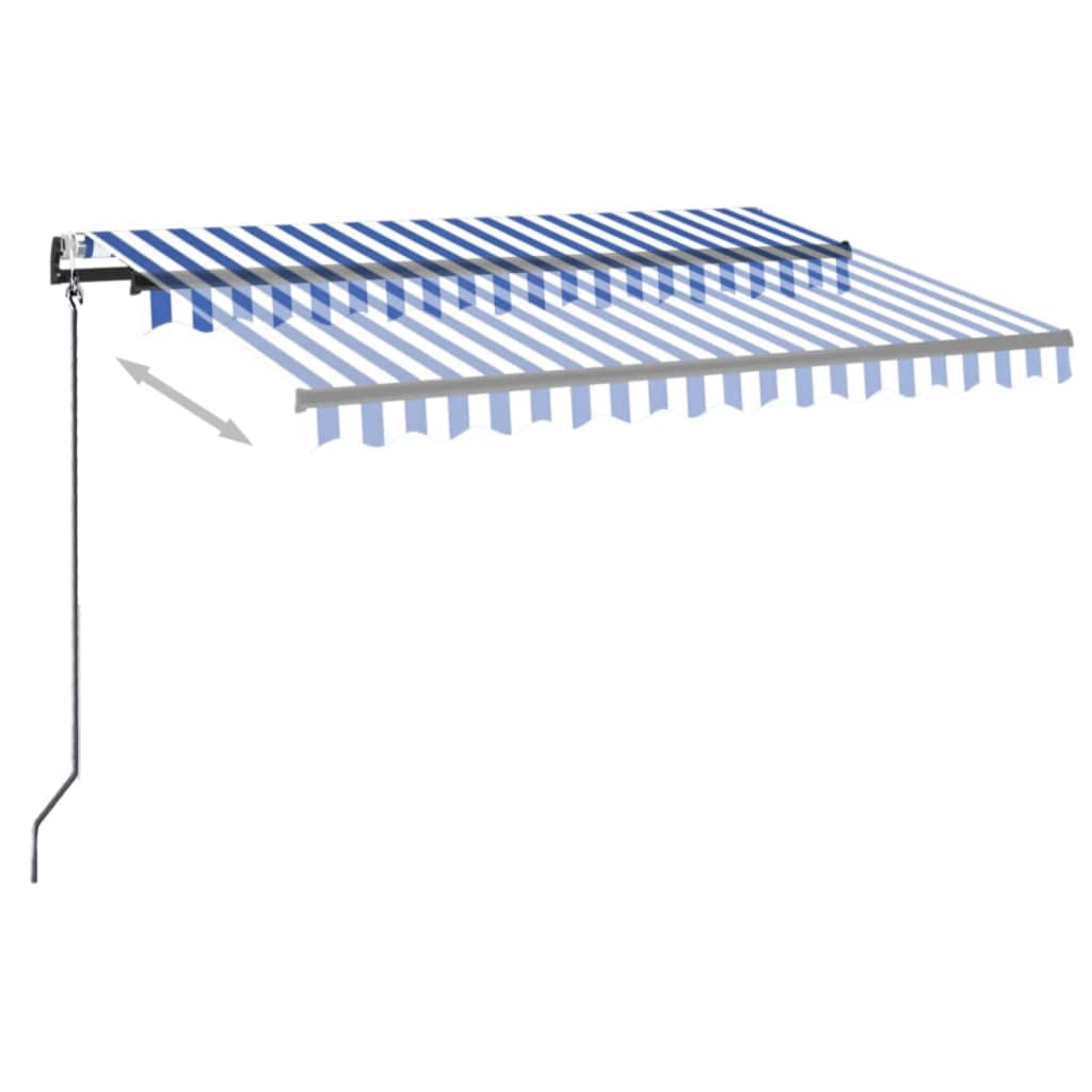 Toldo automático LED e sensor de vento 300x250 cm azul e branco