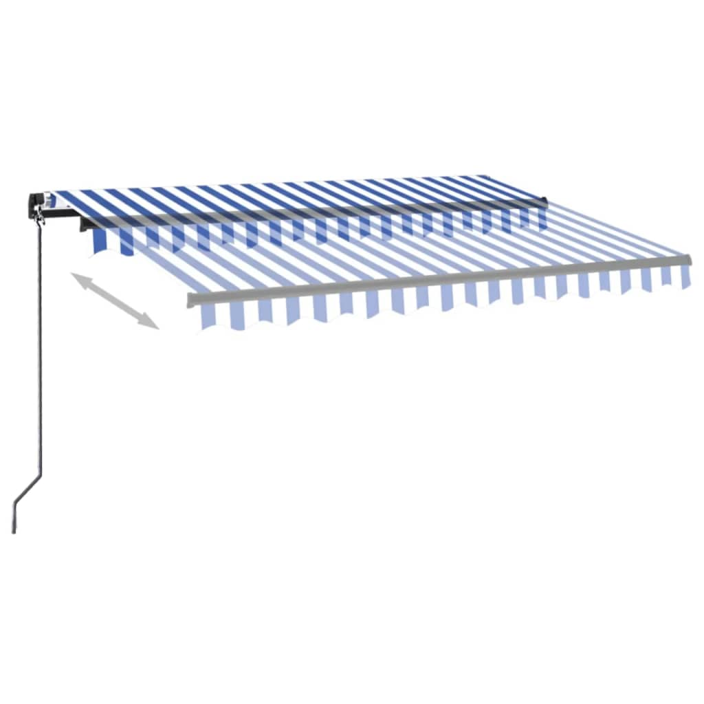 Toldo retrátil manual com LED 350x250 cm azul e branco