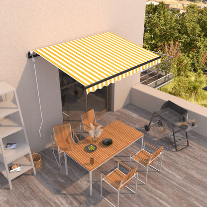 Toldo retrátil automático 350x250 cm amarelo e branco