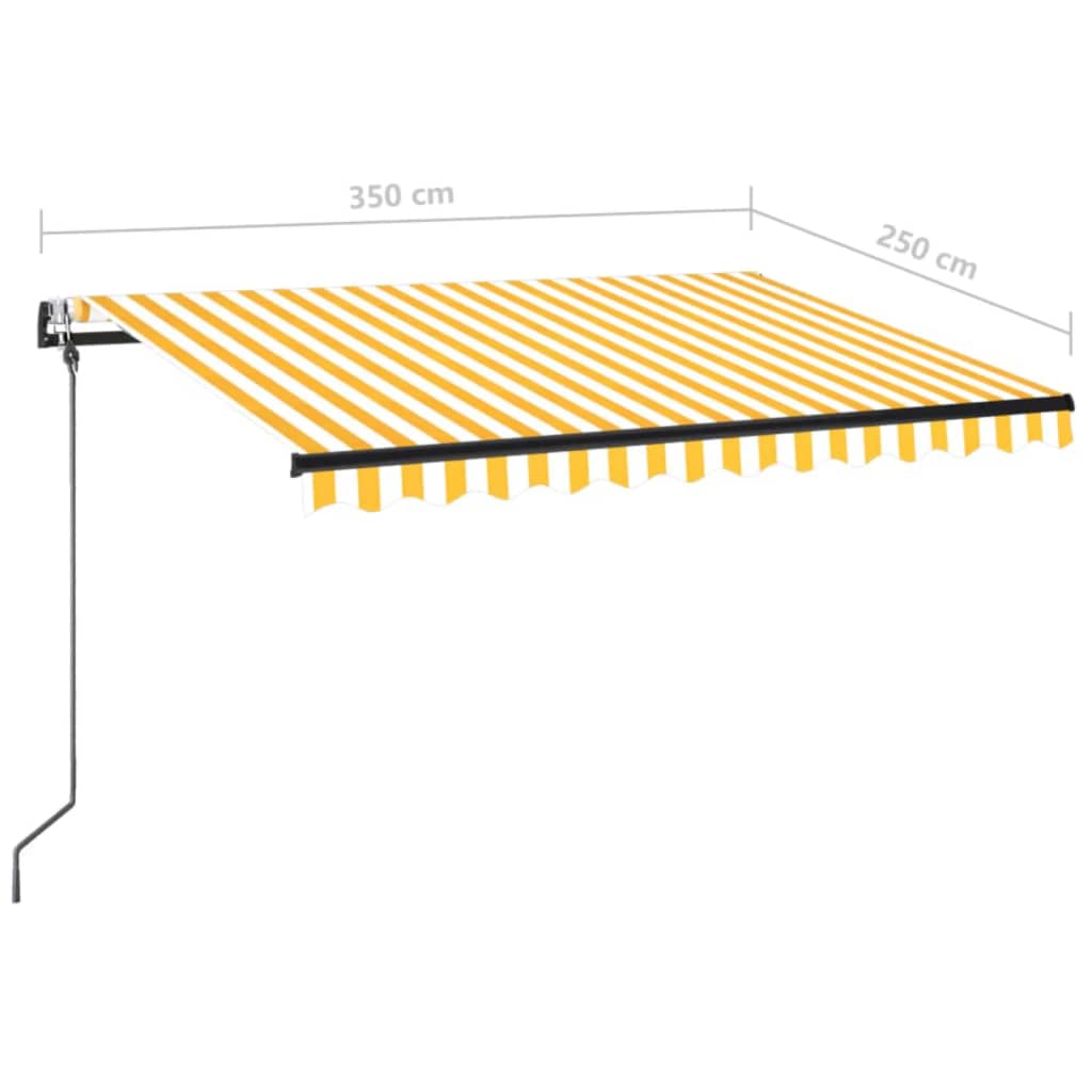 Toldo autom. c/ LED e sensor de vento 350x250 cm amarelo/branco