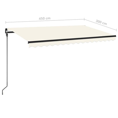 Toldo retrátil manual com LED 450x300 cm cor creme