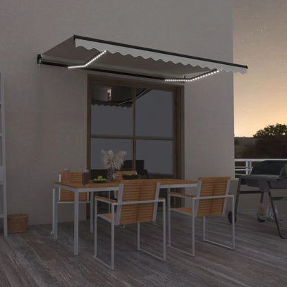 Toldo retrátil manual com LED 450x300 cm cor creme